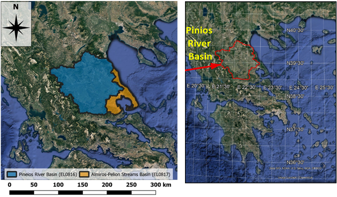 Εικόνα 2. Χάρτης της λεκάνης απορροής του Πηνειού.